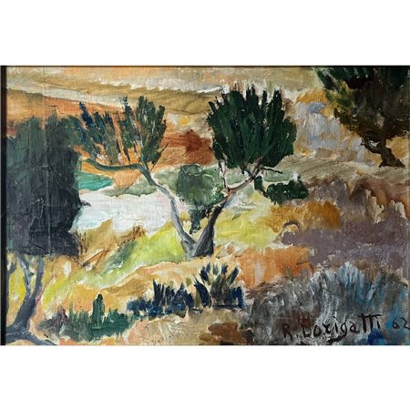 Renato Dorigatti, Scarubbi spagnoli (1962), olio su tela, cm 43x63. In cornice