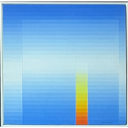 Luigi Senesi, Luce (1972), acrilico su tavoletta, cm 15,5x15,5. In cornice