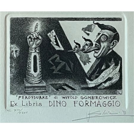 Dino Formaggio, Ex Libris “Elvieri Vladimiro”. In cornice