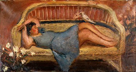 Manlio Giarrizzo (Palermo 1896-Firenze 1957) Donna distesa 1933 Olio su tela...
