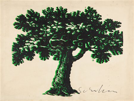 Mario Schifano (Homs 1934-Roma 1998) Albero Serigrafia monotipo su tela cm...