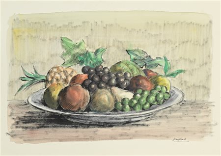 Domenico Purificato (Fondi 1915-Roma 1984) Natura morta con frutta Tempera su...