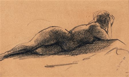 Alberto Ziveri (Roma 1908-Roma 1990) Nudo di donna sdraiata 1943 Carboncino...