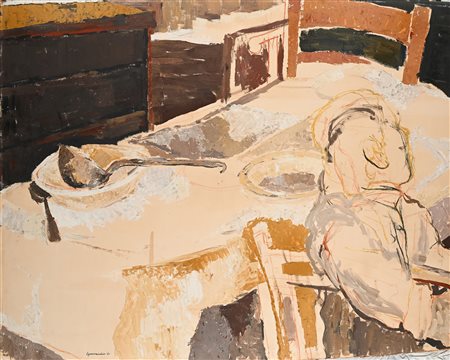 Luigi Guerricchio (Matera 1932-Matera 1996) Scenda di interno 1961 Pastelli e...