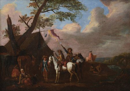 WOUWERMANS PHILIPS Haarlem 1619 - Haarlem 23/05/1668(Seguace di)Accampamento...