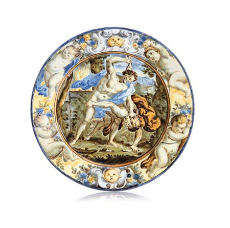 CASTELLI PIATTELLO IN MAIOLICA, CASTELLI, CARLO ANTONIO GRUE, INIZIO XVIII...