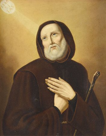 PITTORE DEL XVIII SECOLO San Francesco di Paola Olio su tela, cm 47x38,5.