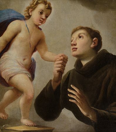 SCUOLA LOMBARDA DEL XVIII SECOLO Sant'Antonio con BambinoOlio su tela, cm...