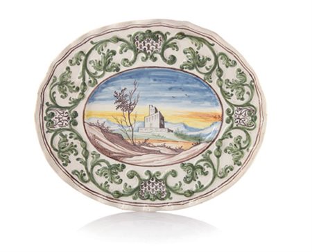 PAVIA PIATTO OVALE IN MAIOLICA, PAVIA, ULTIMO QUARTO XVII - PRIMA META' XVIII...