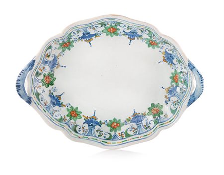 ROSSETTI CIOTOLA OVALE CON MANICI IN MAIOLICA, TORINO, G.ROSSETTI, 1740 CA.,...