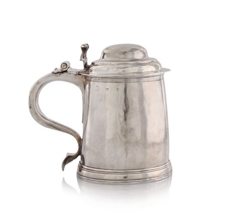 ARGENTI D'EPOCA TANKARD WILLIAM & MARY IN ARGENTO, LONDRA, 1690, troncoconico...