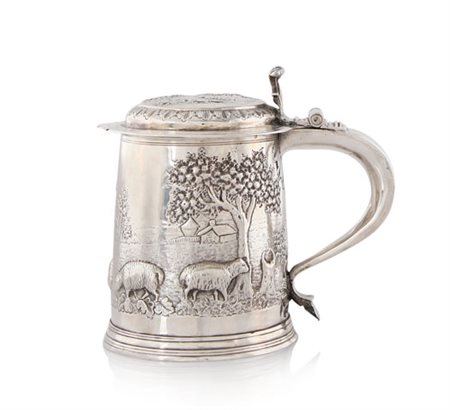 ARGENTI D'EPOCA TANKARD IN ARGENTO WILLIAM & MARY, LONDRA, 1693, troncoconico...