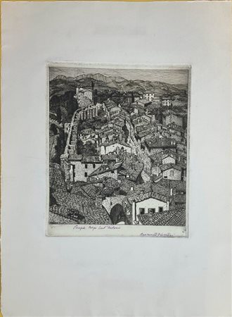 Benvenuto Disertori "Borgo S. Antonio a Perugia" 1912 - 1917
acquaforte e bulino