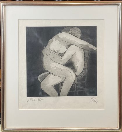 Giacomo Manzů "Gli amanti II" 1970
acquaforte e acquatinta
lastra cm 29,5x29,5
f