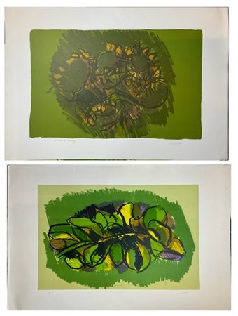 Ennio Morlotti Due litografie a colori - prove di stampa
cm 49,5x70
firmate in b