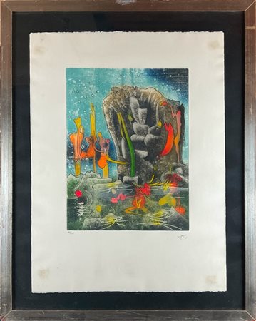 Roberto Matta "Ninphée" 1981
acquaforte e acquatinta a colori
(lastra cm 41,5x31