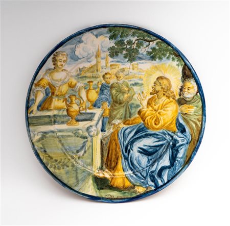 Piattino con Cristo e la Samaritana   Francesco Saverio Grue