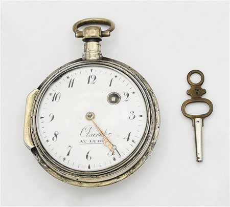 Orologio da tasca con chiave Clairet au Lude, fine 1700, Ref. 2634, argento...