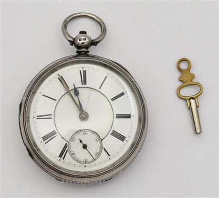 Orologio da tasca, Inghilterra, 1800, argento 925/1000, con chiave CASSA: in...
