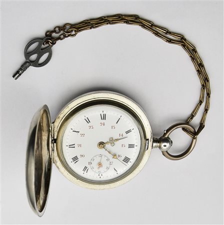 Orologio da tasca con chiave Boutte, Svizzera, fine 800, argento 875/1000,...