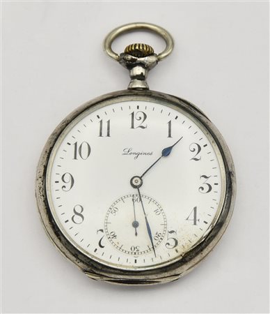 Orologio da tasca Longines, primi 900, argento 800/1000, Ref. 2786394 CASSA:...