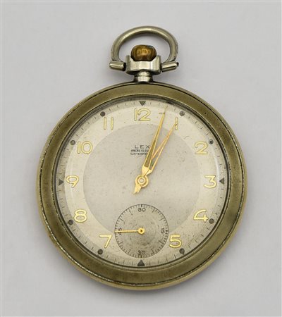 Orologio in metallo Lex, XX secolo CASSA: in metallo QUADRANTE: argentato con...