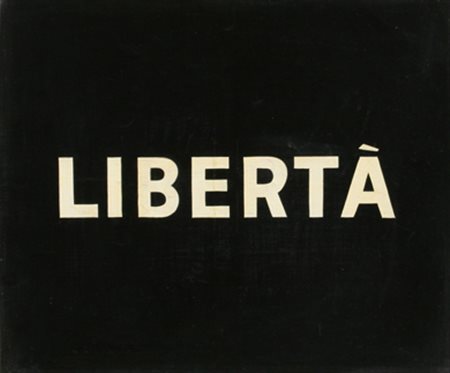 BEN VAUTIER Napoli 1935 Libertà, 1971 acrilico su tela cm. 49.5 x 60 Firma,...