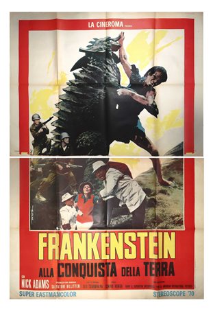 Manifesto cinema quattro fogli ''Frankstein alla conquista della terra'', 1971