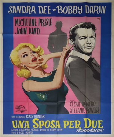 Silvano Campeggi detto ''Nano'' - Manifesto cinema quattro fogli '''Una sposa per due'', 1962