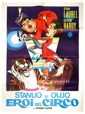 Manifesto cinema due fogli ''Stanlio e Olio eroi del circo'', 1969