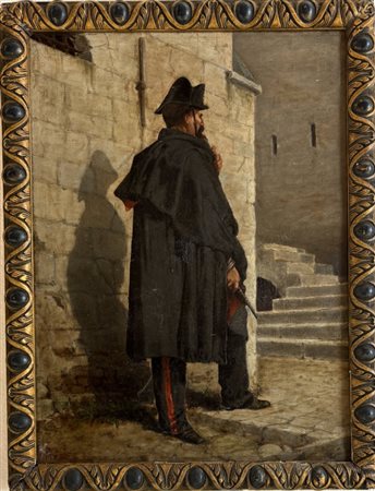 Enrico Gamba, Torino 1831 - 1883, Carabiniere con mantello e pistola