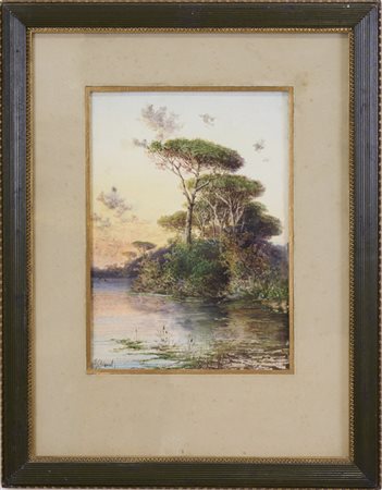 Federico Schianchi, Modena 1858 - 1918 Roma, Paesaggio fluviale