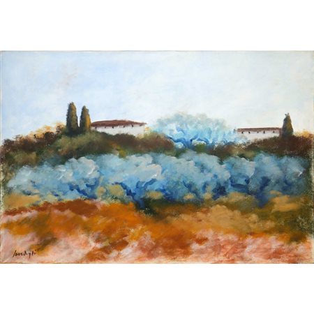 Marino Scardigli (Toscana  1921-2024)  - Paesaggio toscano con case