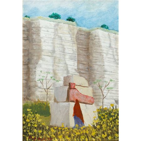 Raf Occhipinti (Comiso 1933)  - Paesaggio con donne con scialle rosso