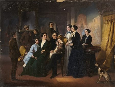 Maestro del secolo XIX

"Ritratto di famiglia" 
olio su tela (cm 48x63)
in corn