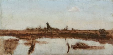 Guglielmo Ciardi "In laguna" 
olio su tela (cm 15x30)
firmato in basso a sinistr