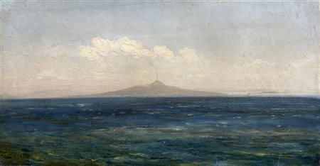Guglielmo Ciardi "Il Vesuvio visto da Capri" 1867
olio su carta applicata su com