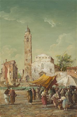 Eugenio Bonivento Coppia di Scorci veneziani raffiguranti il "Canal Grande" e un