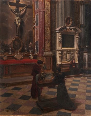 Tancredi Venturini "Nel Duomo di Cremona" 1893
olio su tela (cm 99x79)
firmato e