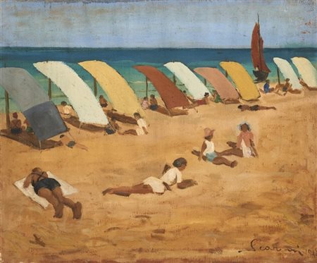 Annibale Scaroni "Spiaggia a Viserba" 1948
olio su tela (cm 50x60)
firmato e dat