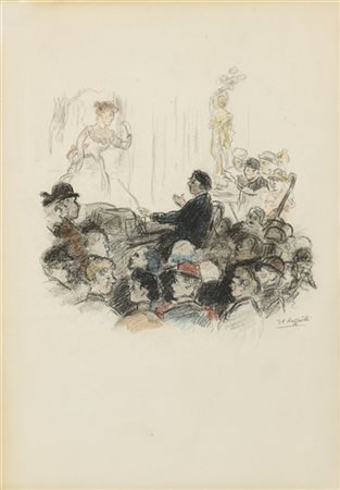 Jean François Raffaeli "Café concert Bobino" 
matite colorate su carta (cm 25x17