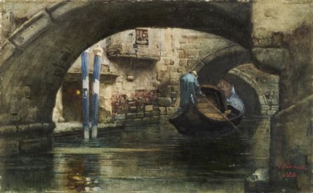 Vincenzo Cabianca "La gondola" 1880
acquerello su carta (cm 22,5x37)
firmato e d