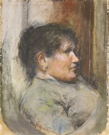 Antonio Mancini "La madre" 
tecnica mista su cartoncino (cm 46,5x35)
firmato in