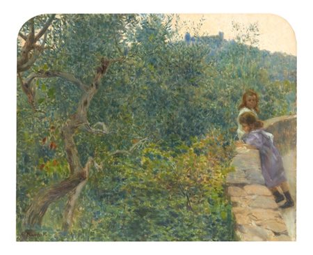 Giorgio Kienerk "Sera toscana" 1898
olio su tela applicata a cartone (cm 43x52,5