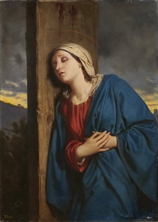 Domenico Morelli "Maria ai piedi della croce" 
olio su tela (cm 72x52)
firmato i