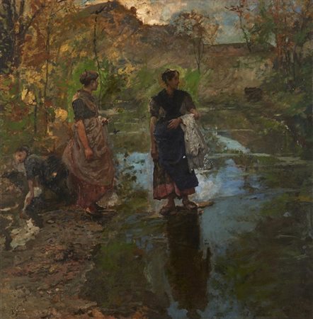 Emilio Gola "Lavandaie" 1896
olio su tela (cm 80x78)
firmato a datato in basso a