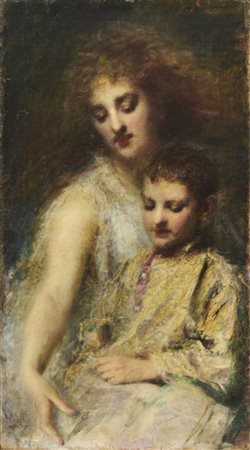 Daniele Ranzoni "La principessa Ada Troubetzkoy col figlio Gigi" 
olio su tela (