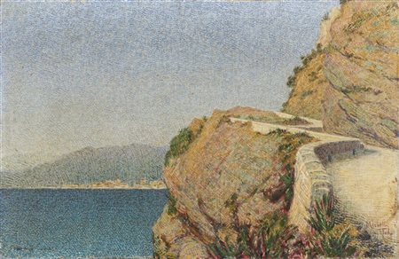 Angelo Morbelli "Marina ligure (Veduta di Vado Ligure)" 1908
olio su tela (cm 26