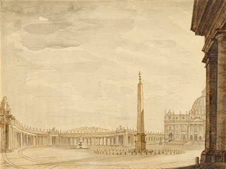 André Iacovlevitch Beloborodoff "Piazza San Pietro - Roma" 
tecnica mista su car