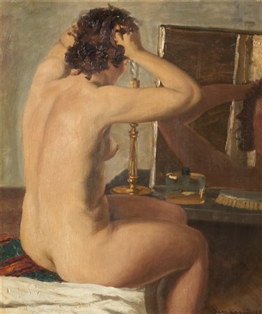 Annibale Scaroni "Nudo allo specchio" 1939
olio su tela (cm 55x65)
firmato e dat